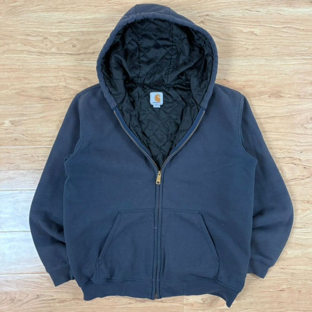 Carhartt Navy Blue Size M Rain Defender Quilted Lined Zip Up Hoodie